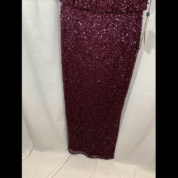 NWT $289 Adrianna Papell Blouson Sequin Gown in‎ Cassis [SZ 6 ] - Picture 9 of 13